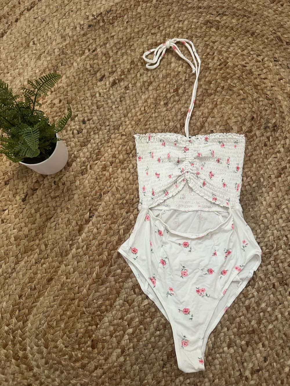 FLORAL HALTER BODYSUIT